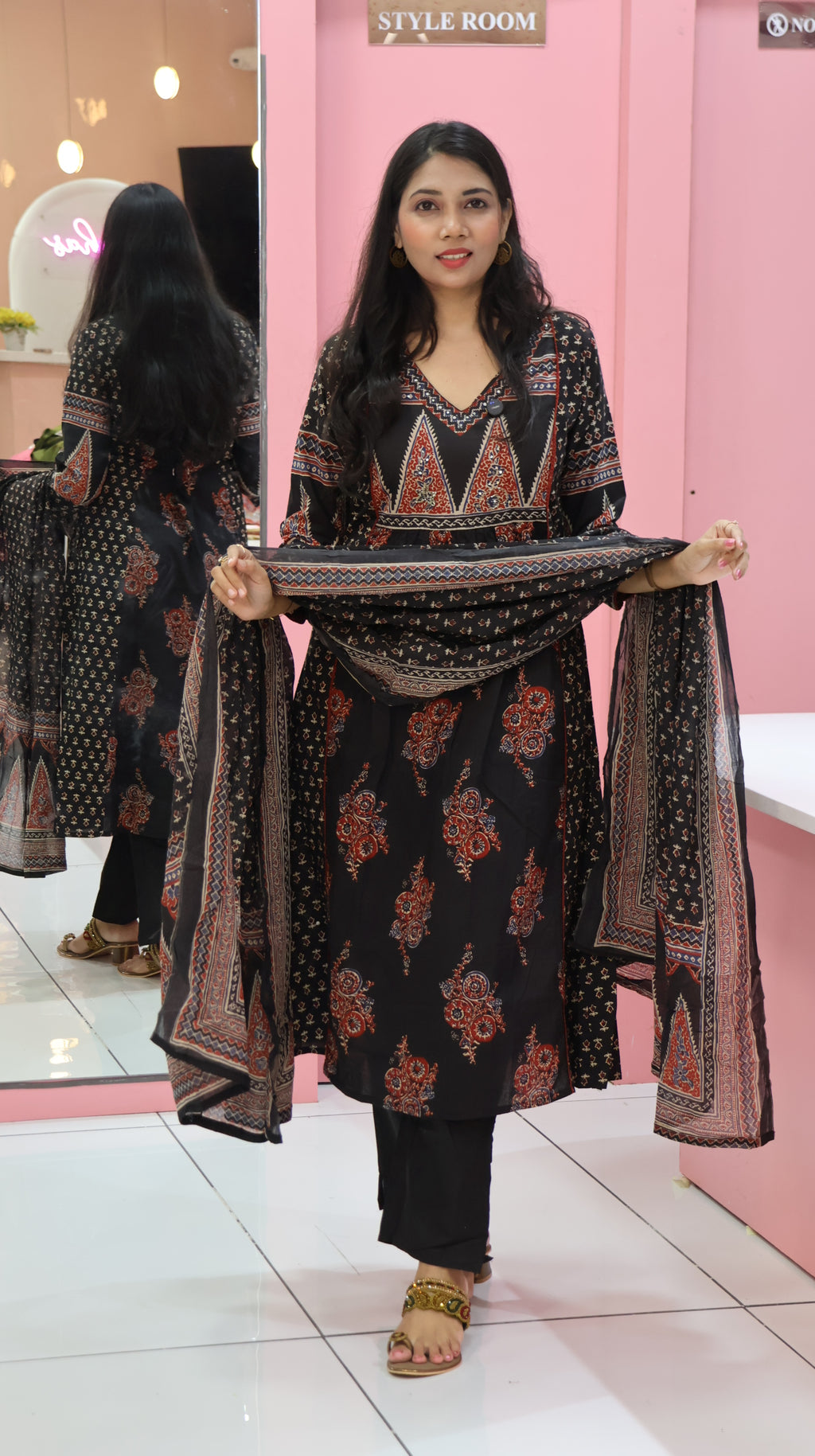Pure Cotton Black Anarkali Suit - YVS236