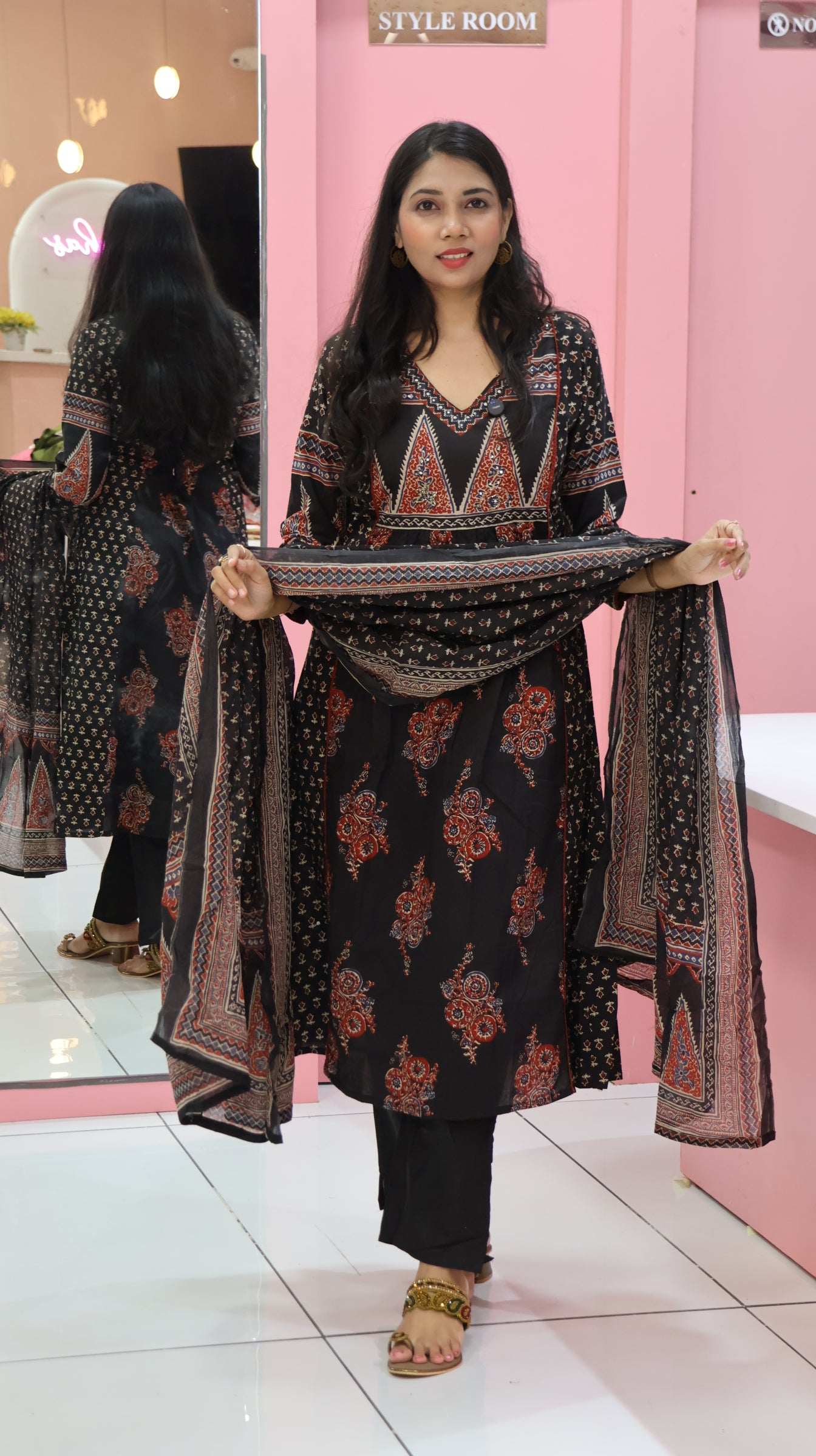 Pure Cotton Black Anarkali Suit - YVS236