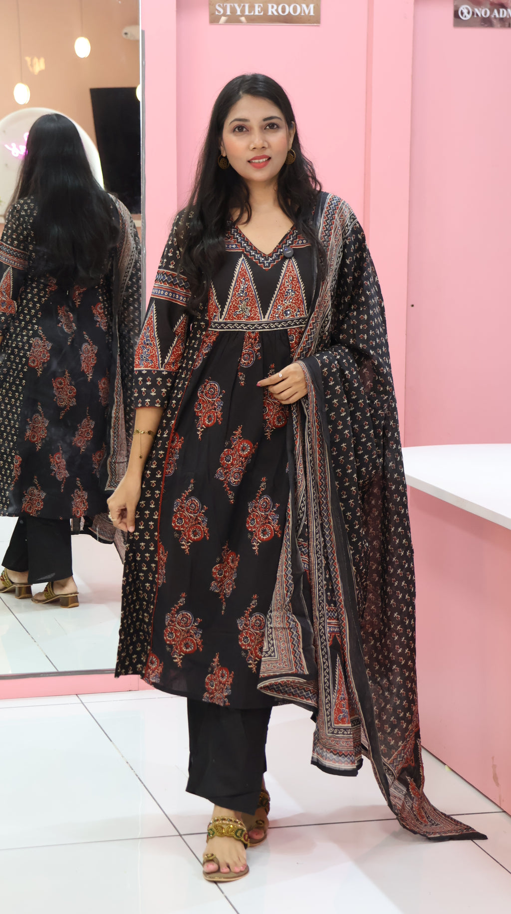 Pure Cotton Black Anarkali Suit - YVS236