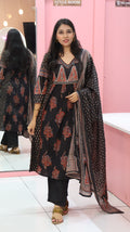 Pure Cotton Black Anarkali Suit - YVS236