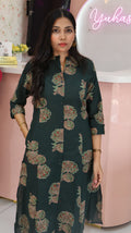 Bottel Green Cotton Kurti - YVS245