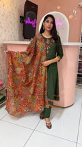 Bottel Green Patch work Salwar - YVS249