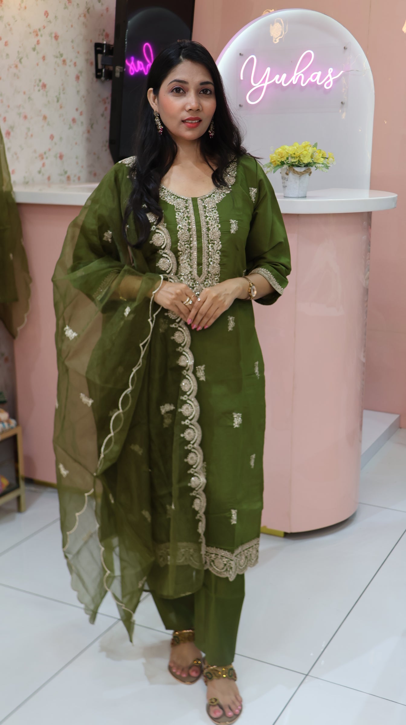Premium Mehandi Green Salwar Suit - YVS267