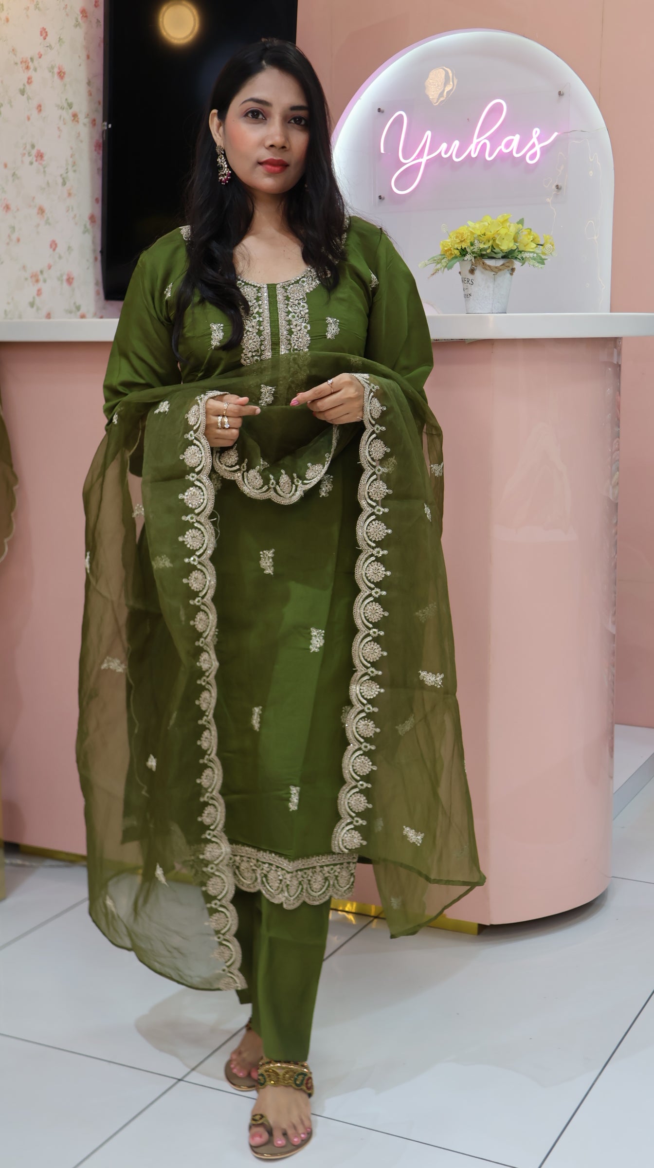 Premium Mehandi Green Salwar Suit - YVS267