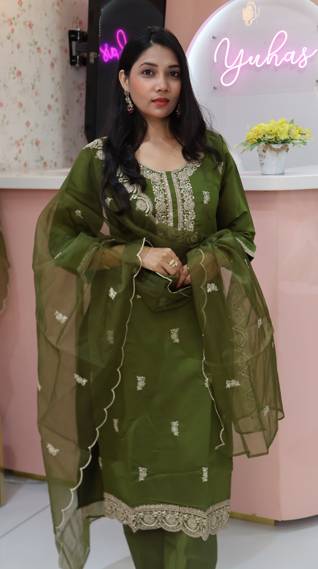 Premium Mehandi Green Salwar Suit - YVS267