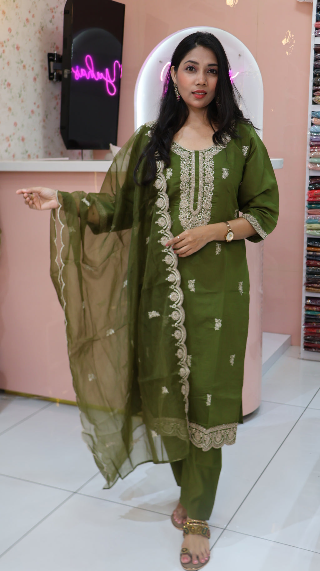 Premium Mehandi Green Salwar Suit - YVS267