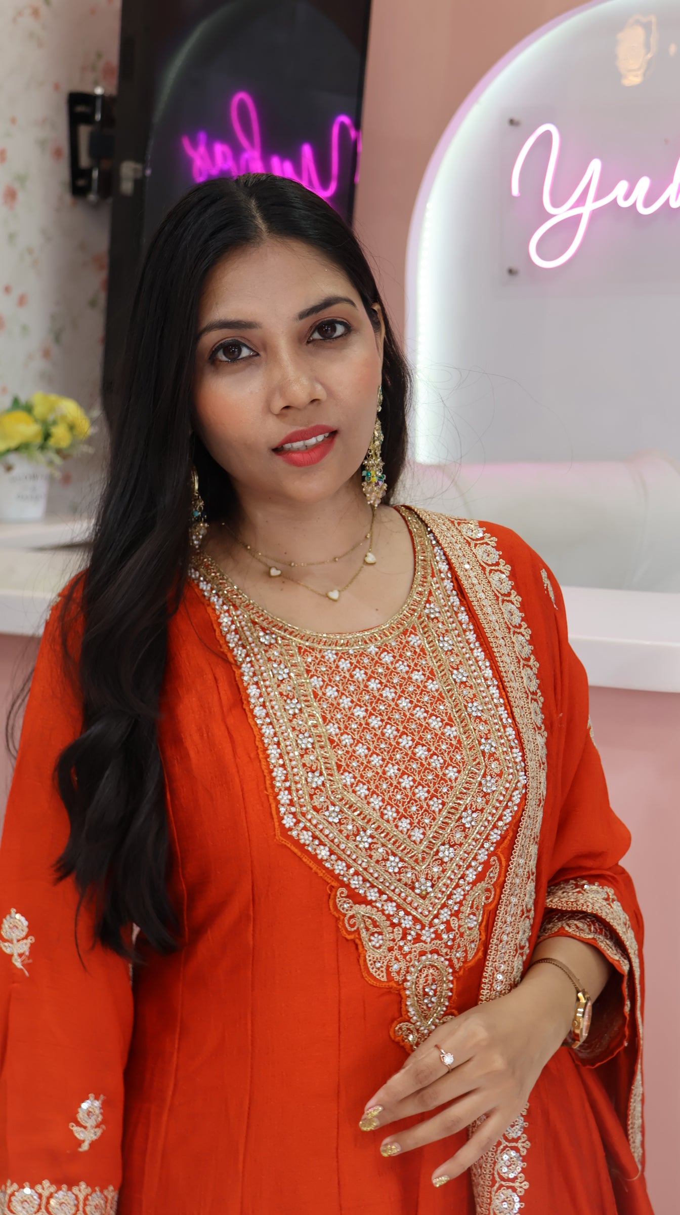 Grand Orange Princess Anarkali - YVS280