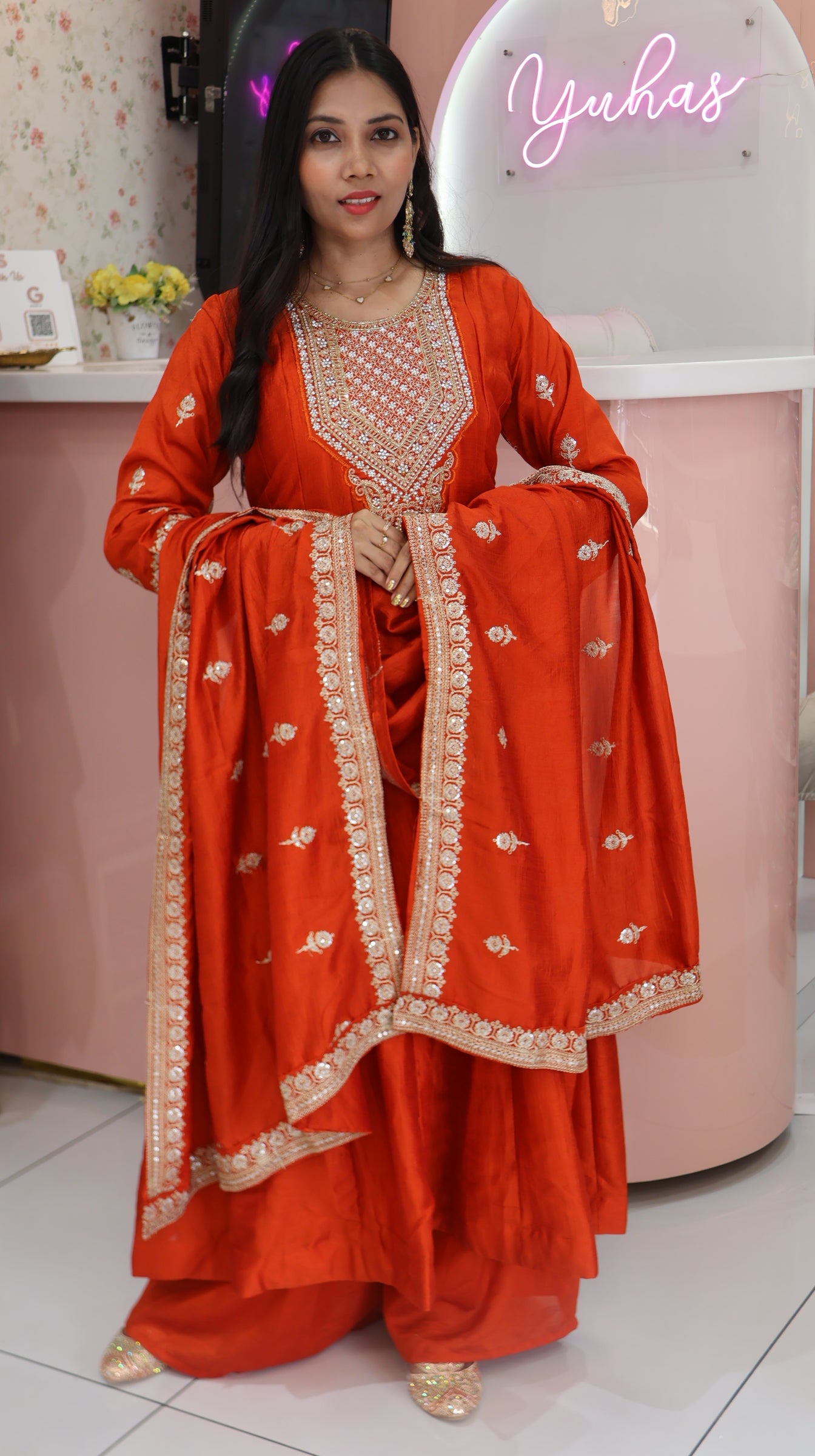 Grand Orange Princess Anarkali - YVS280