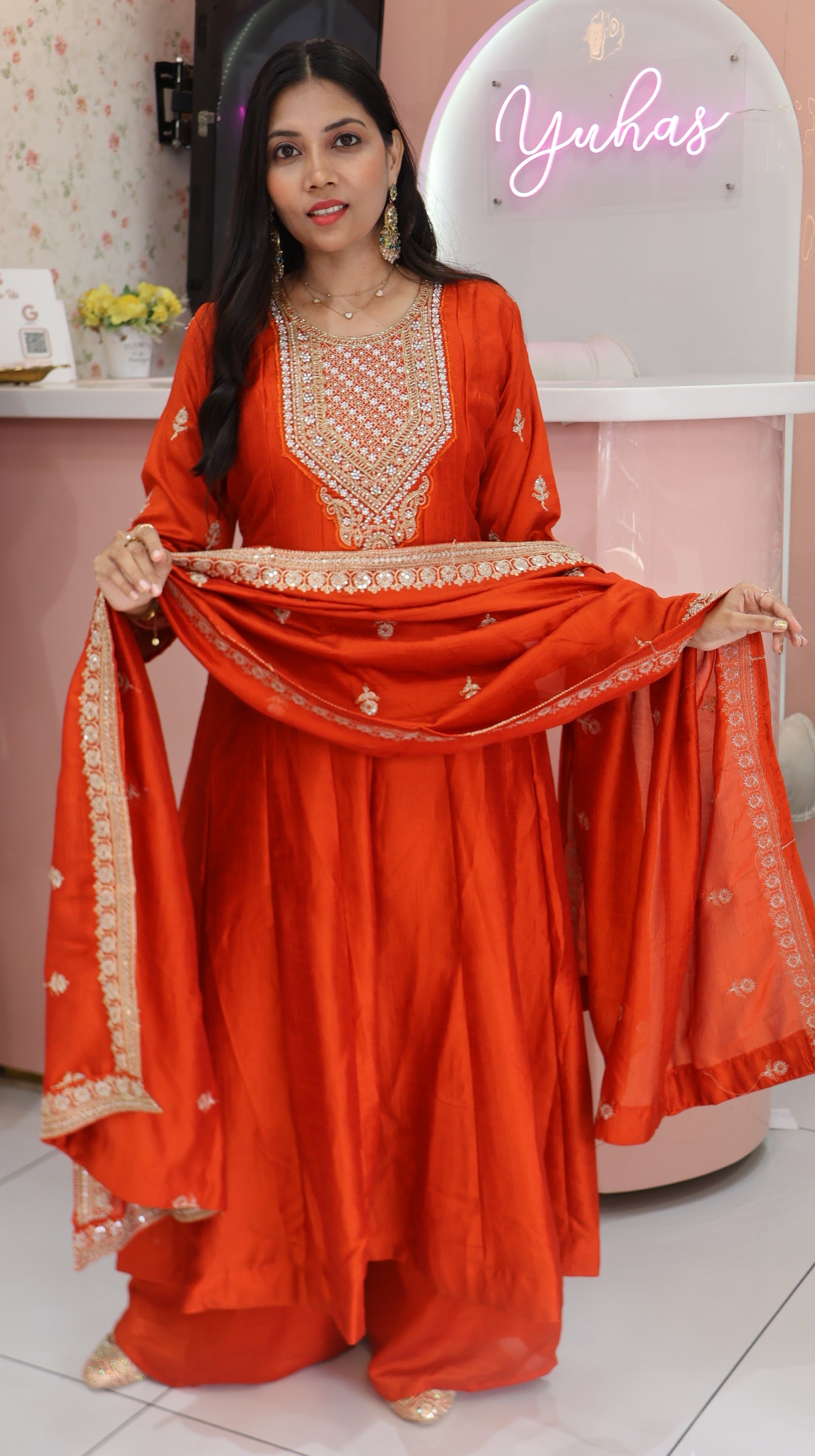 Grand Orange Princess Anarkali - YVS280