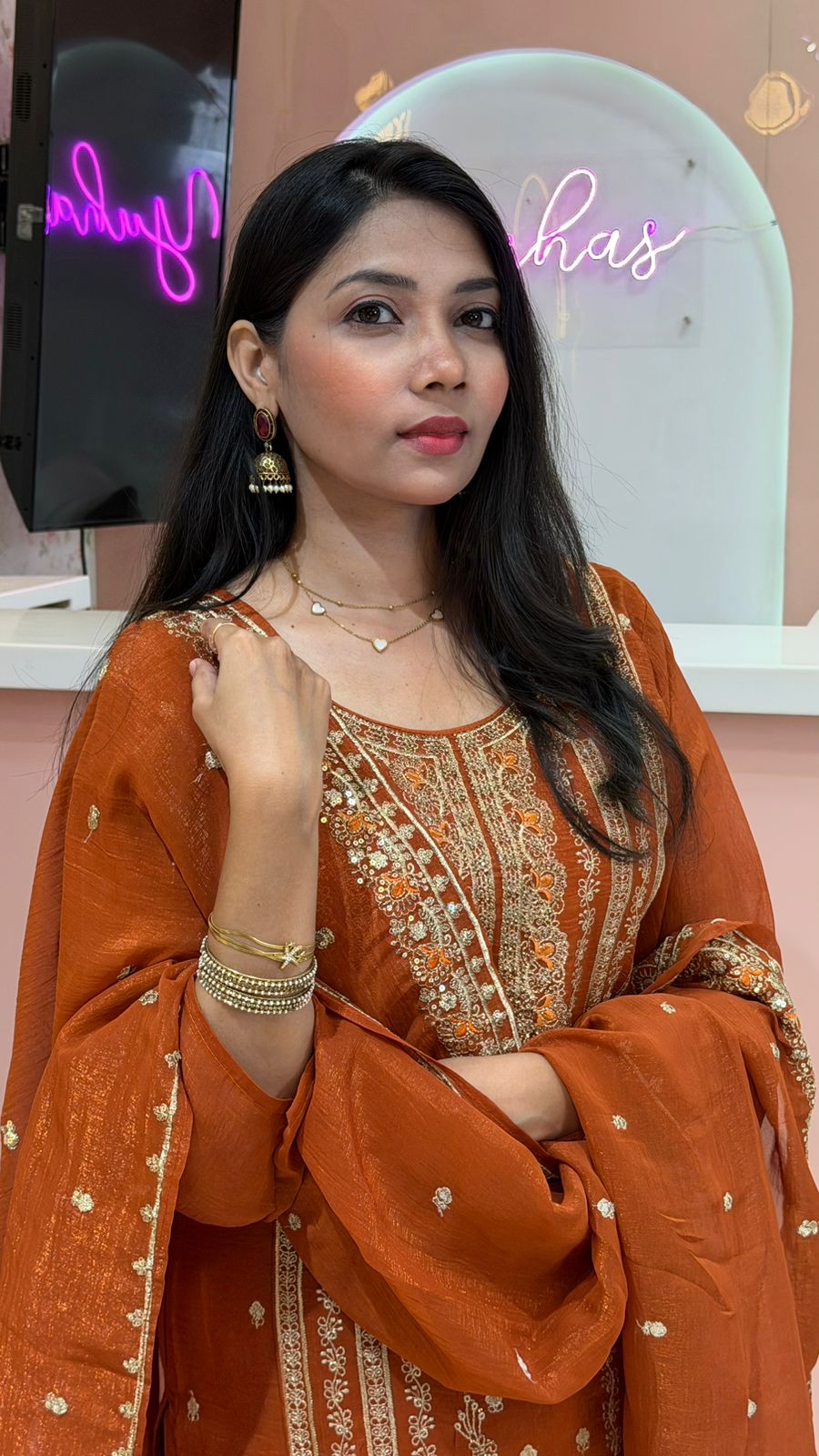 Premium Rustic Orange Pakastani Suit - YVS316