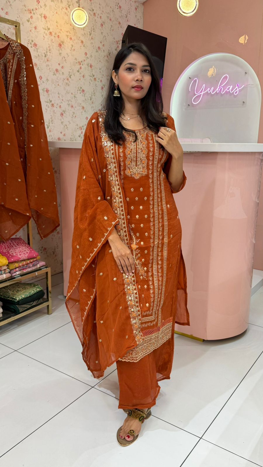 Premium Rustic Orange Pakastani Suit - YVS316