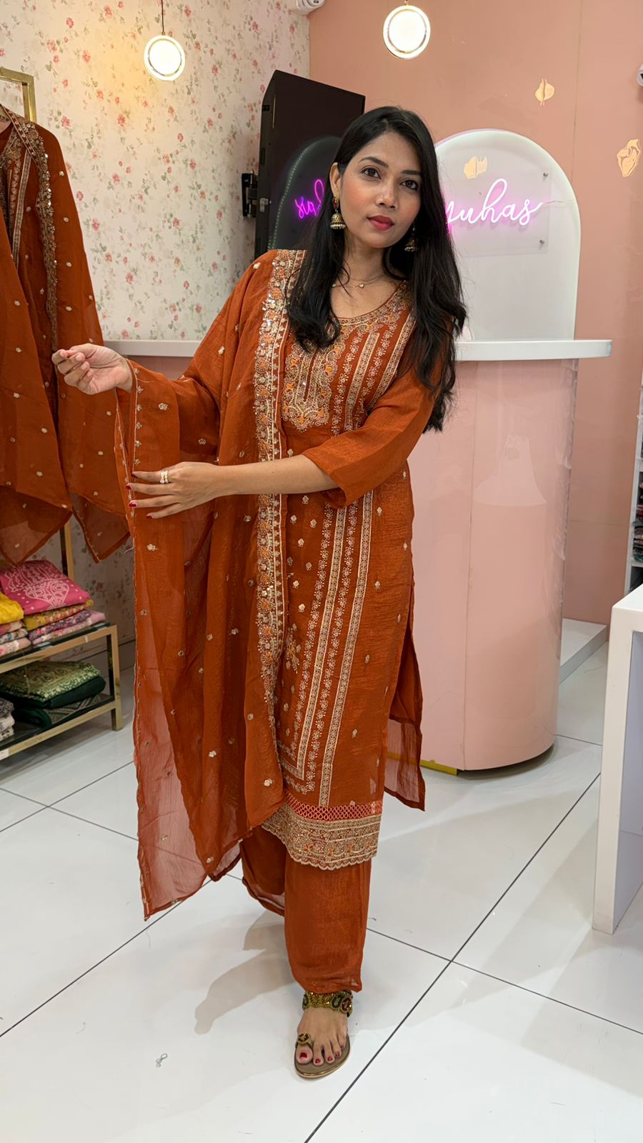 Premium Rustic Orange Pakastani Suit - YVS316