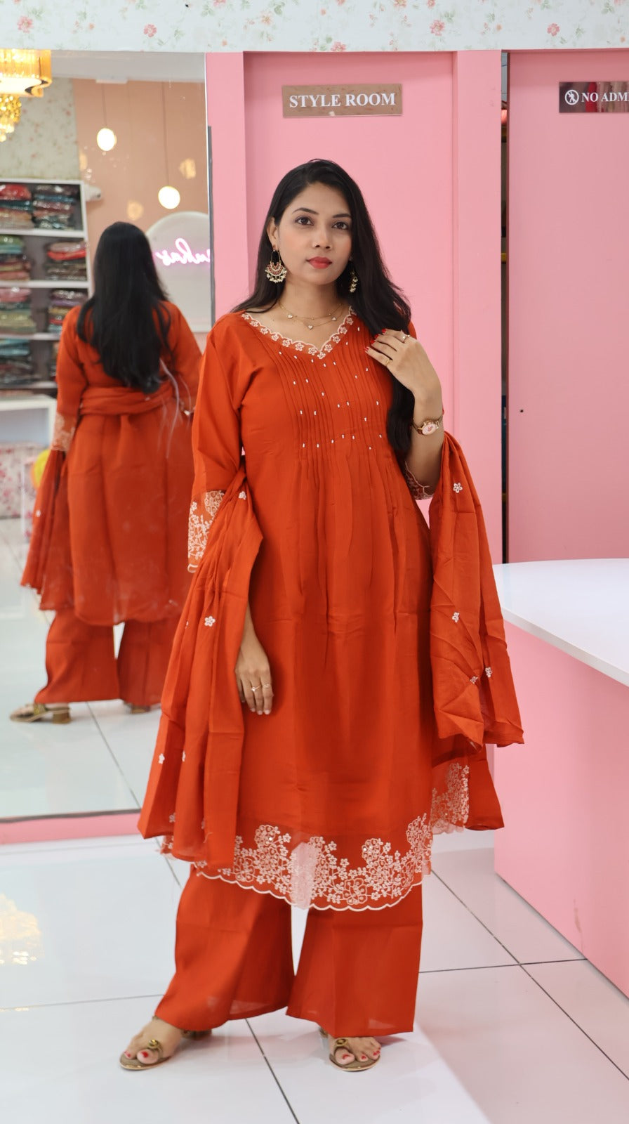 Premium orange anarkali salwar-YVS320