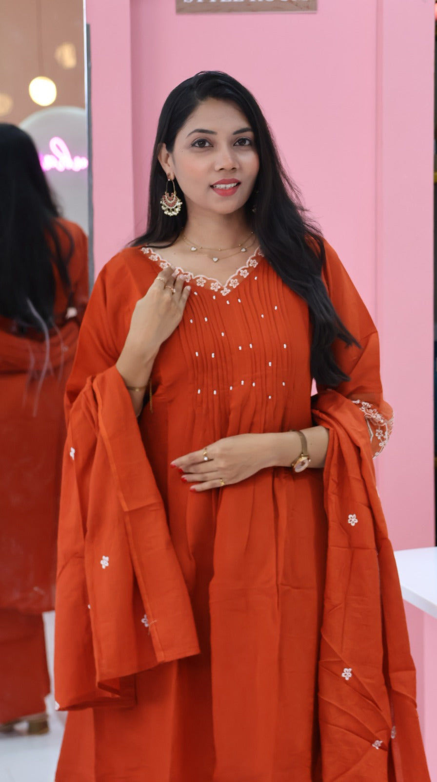 Premium orange anarkali salwar-YVS320