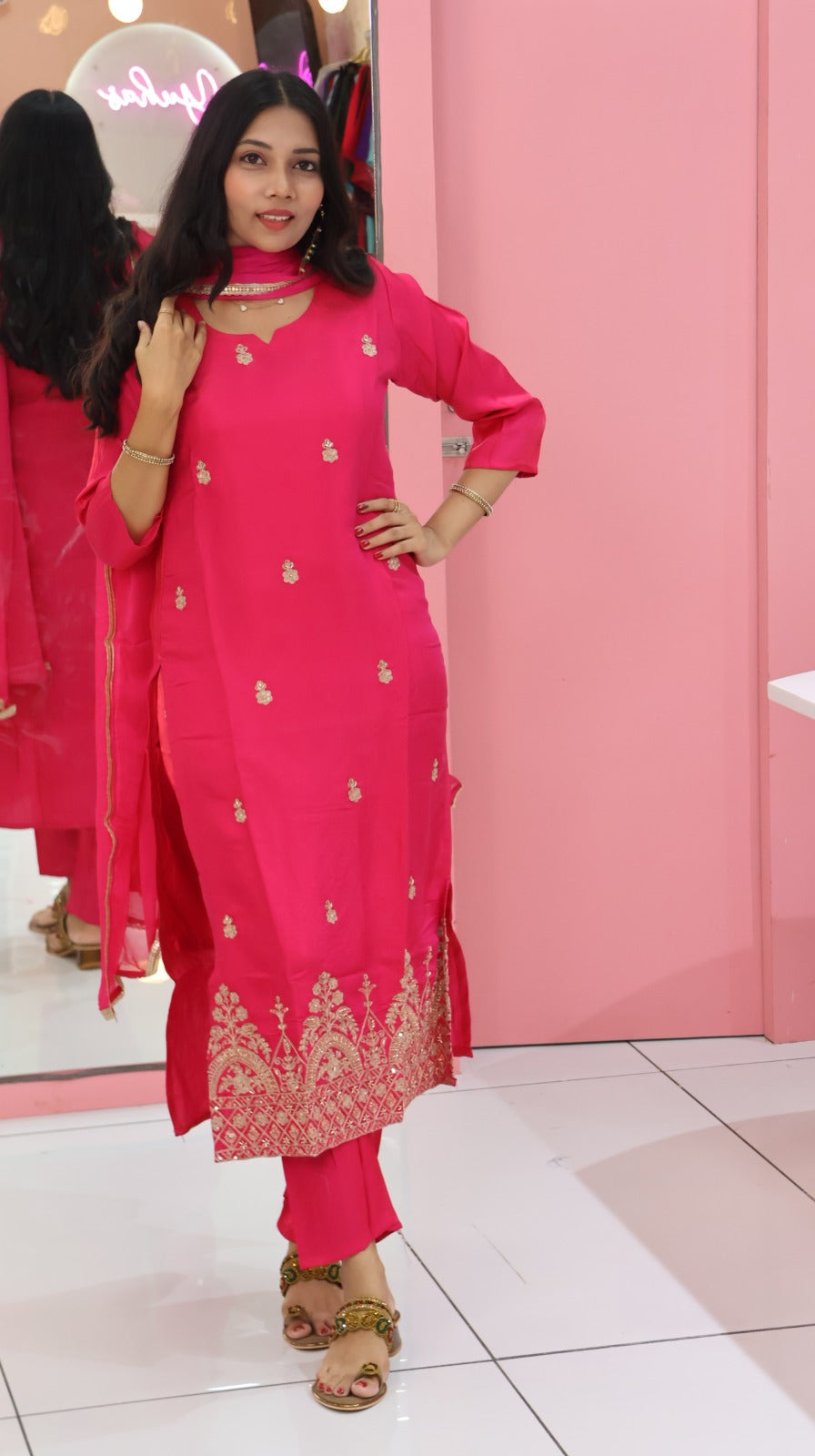 Premium Pink glass  salwar - YVS324