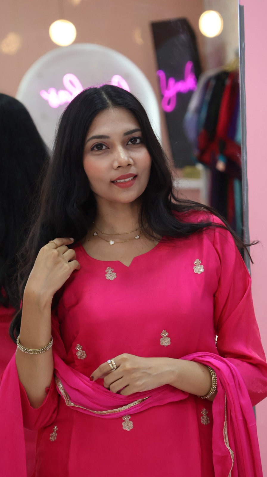 Premium Pink glass  salwar - YVS324