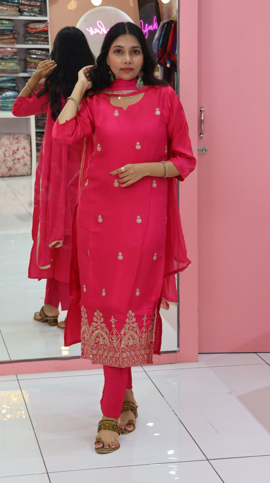 Premium Pink glass  salwar - YVS324