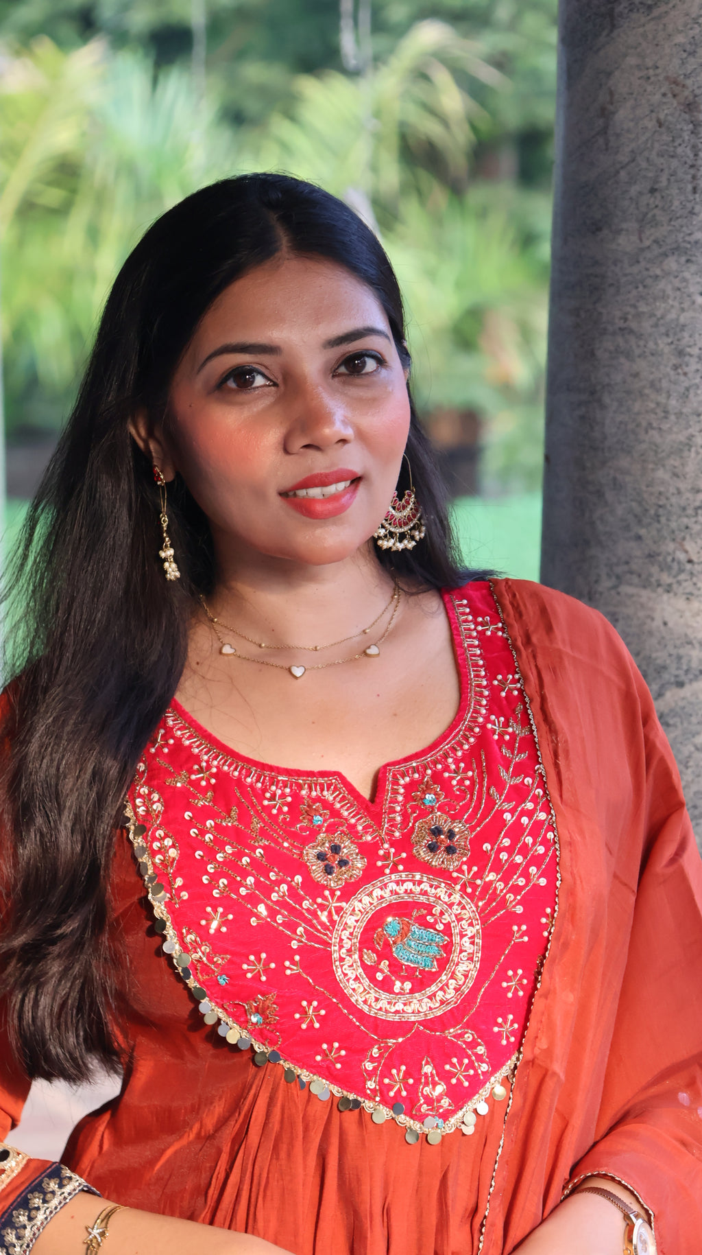 Premium Silk Rustic Orange Pink Salwar - YVS349