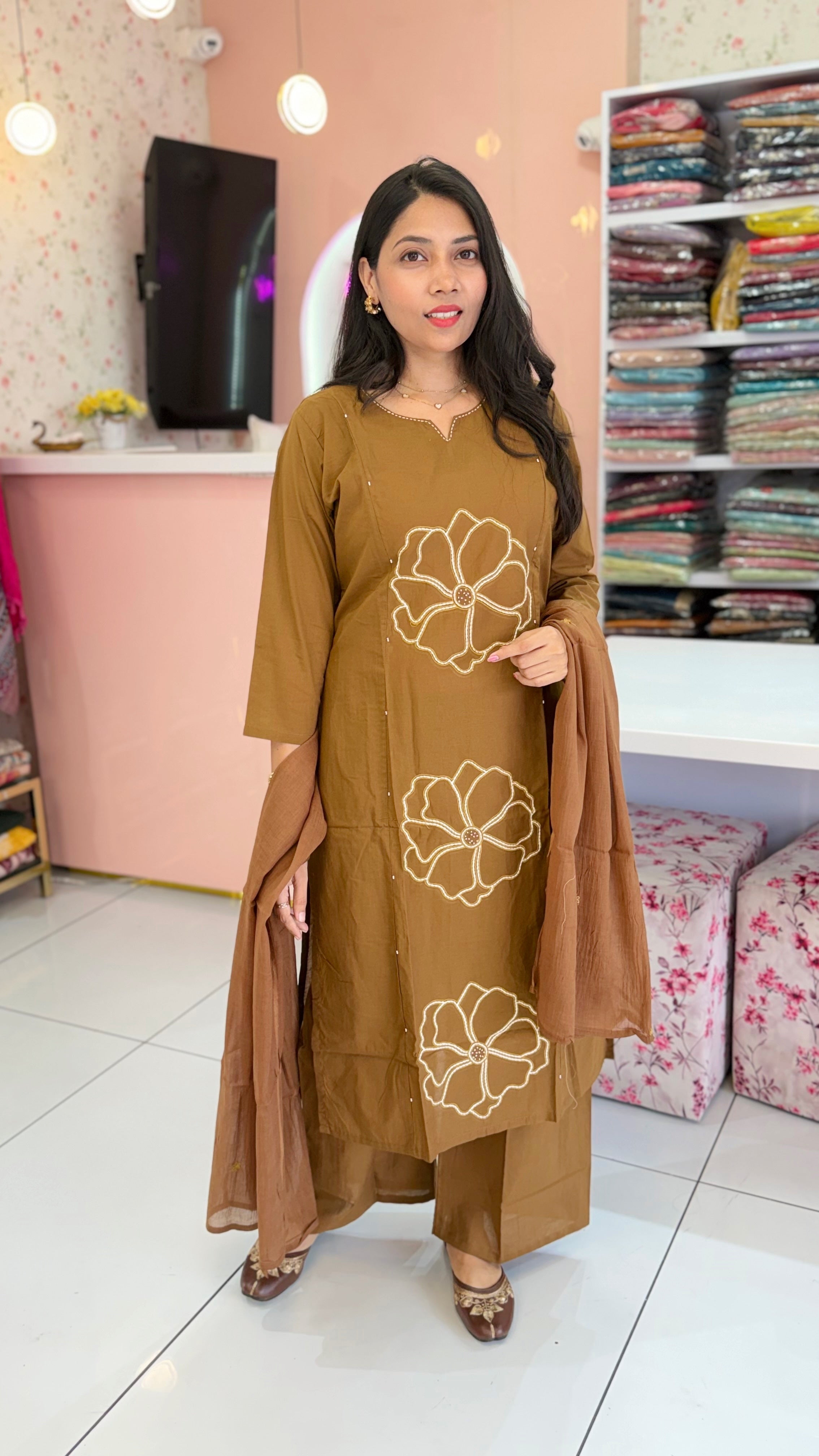 Pure Cotton Brown Salwar Suit - YVS351