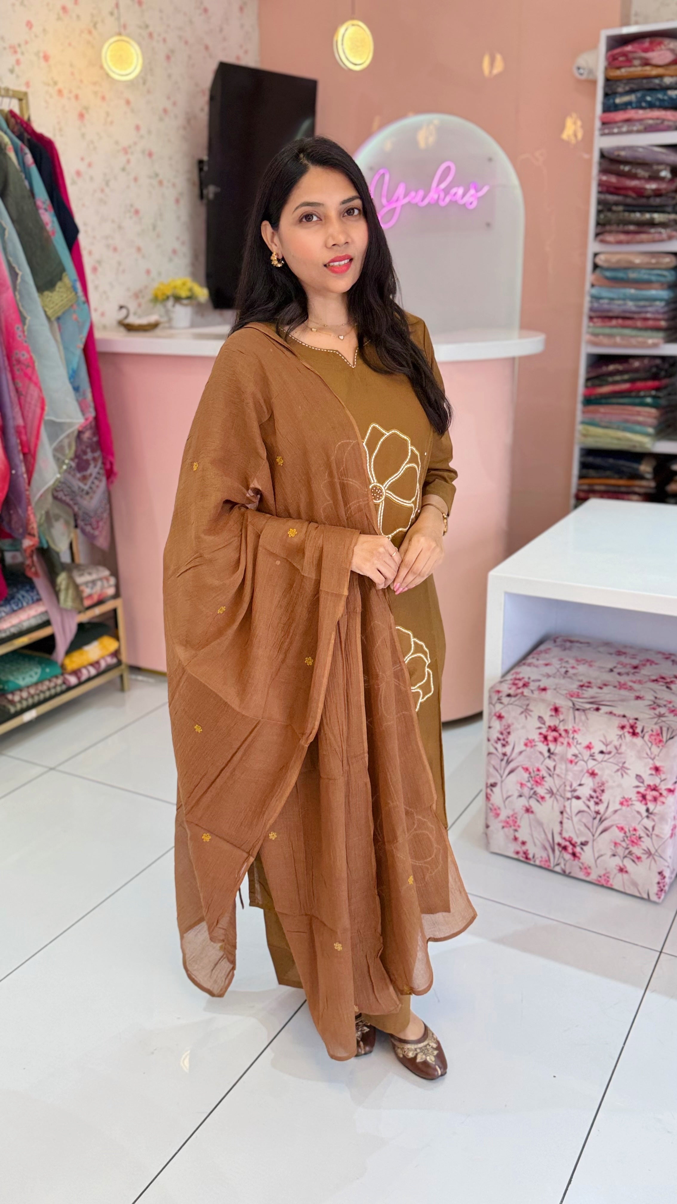Pure Cotton Brown Salwar Suit - YVS351