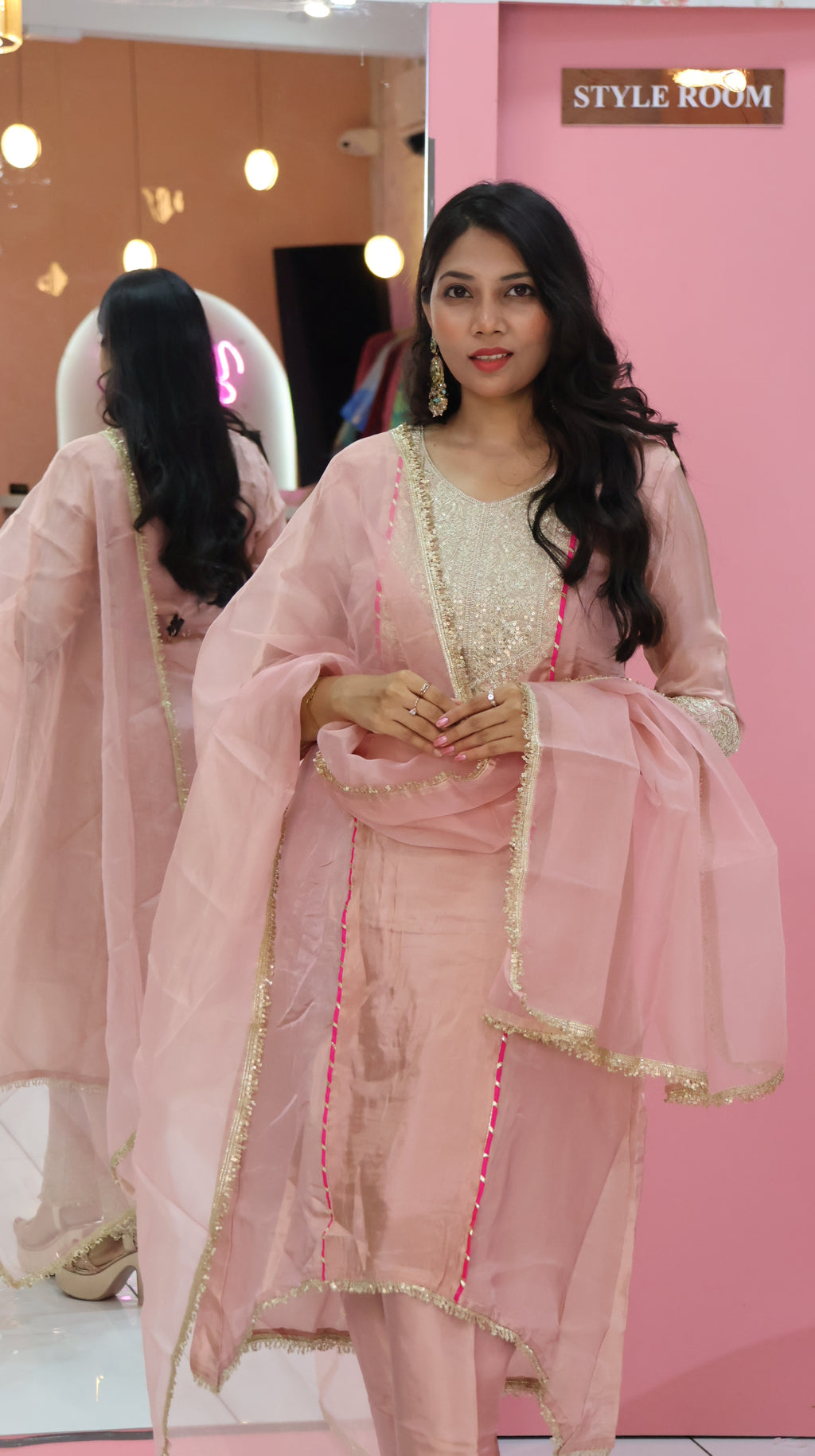 Premium Baby Pink Shimer Salwar - YVS352