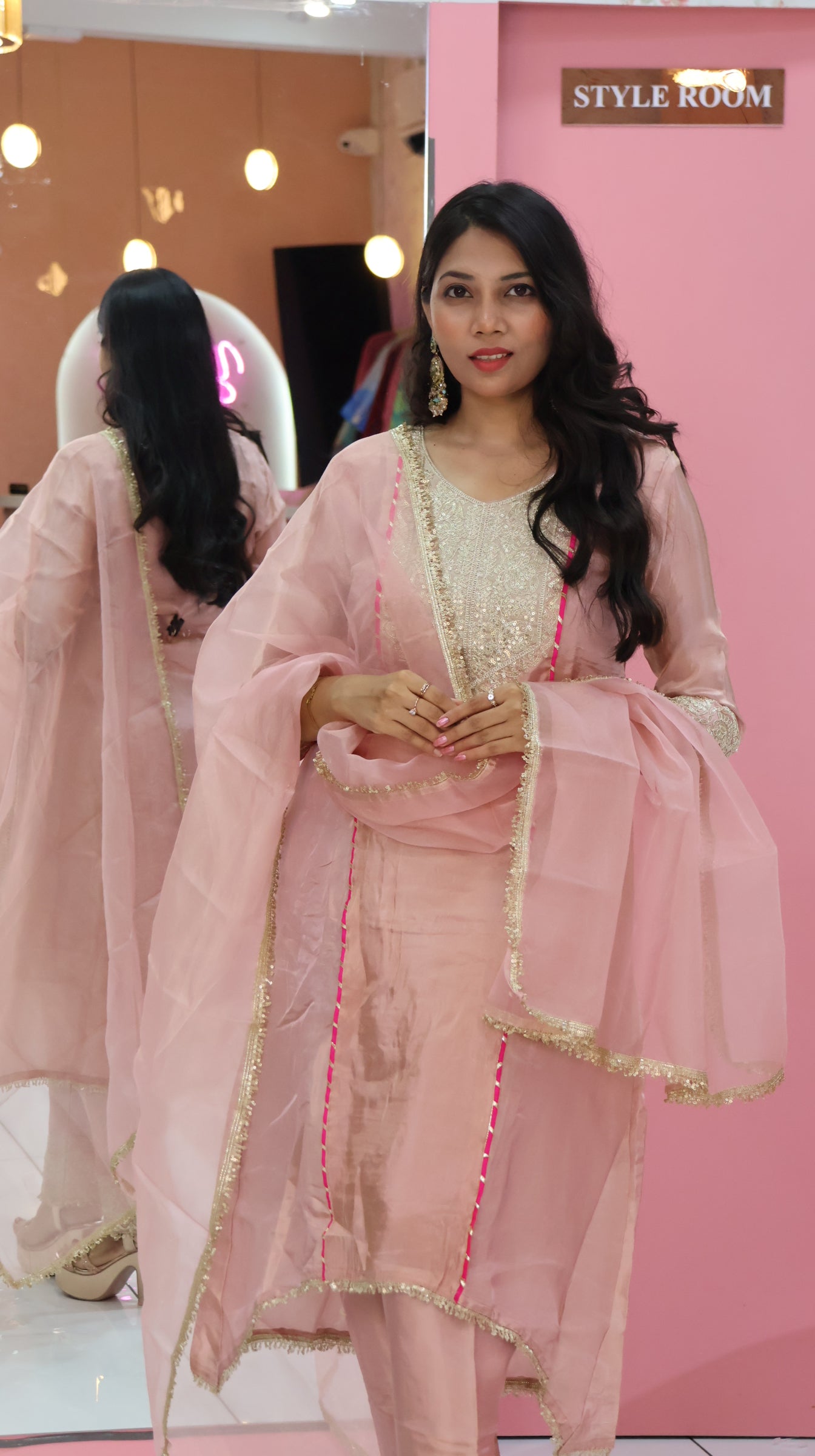 Premium Baby Pink Shimer Salwar - YVS352