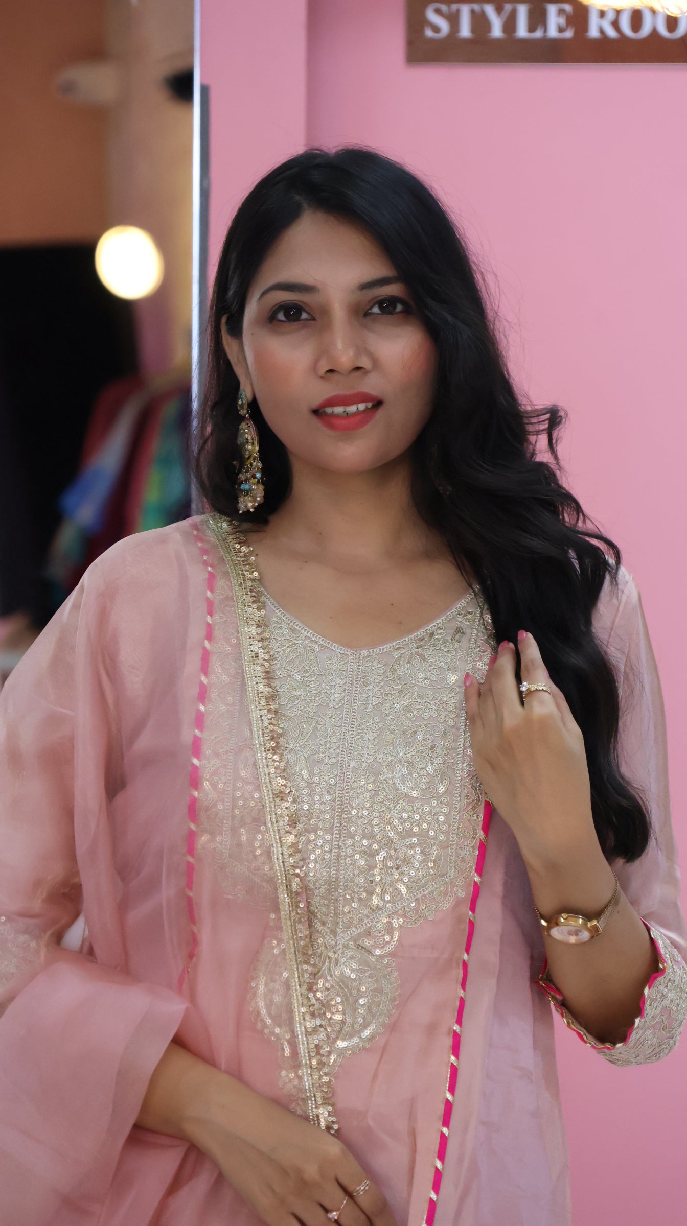 Premium Baby Pink Shimer Salwar - YVS352