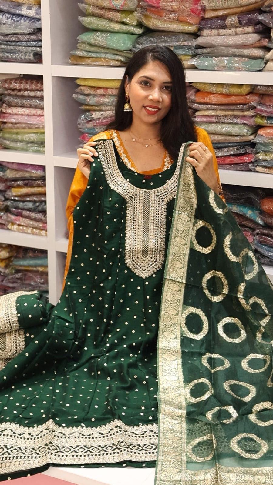 Grand Bottel green anarkali - YVS354