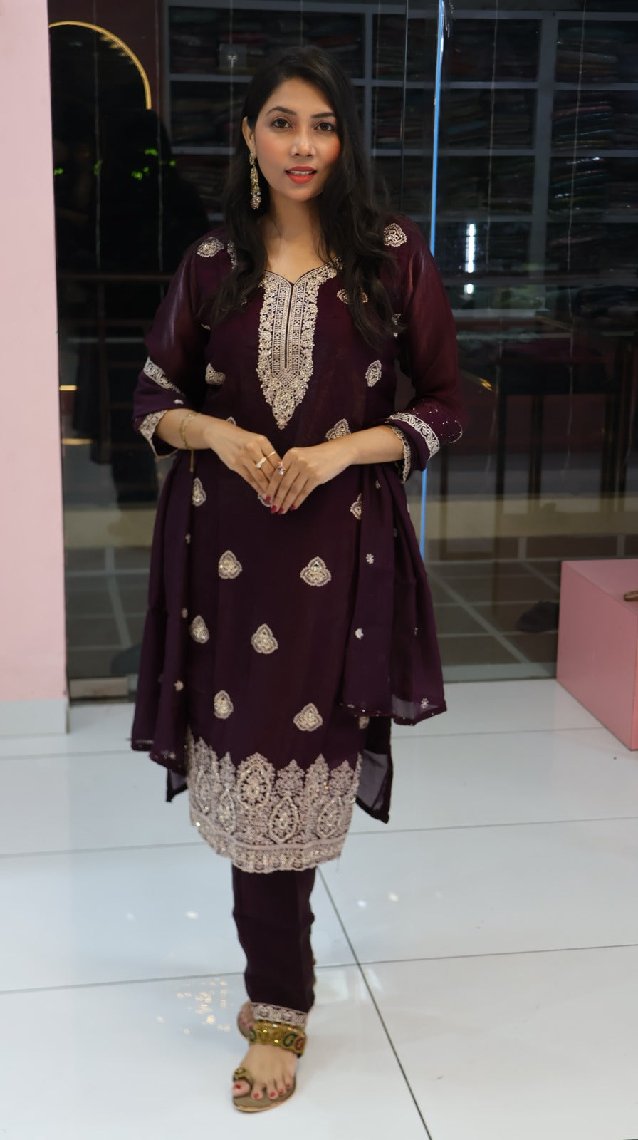 Pure Glass Purple Salwar - YVS358