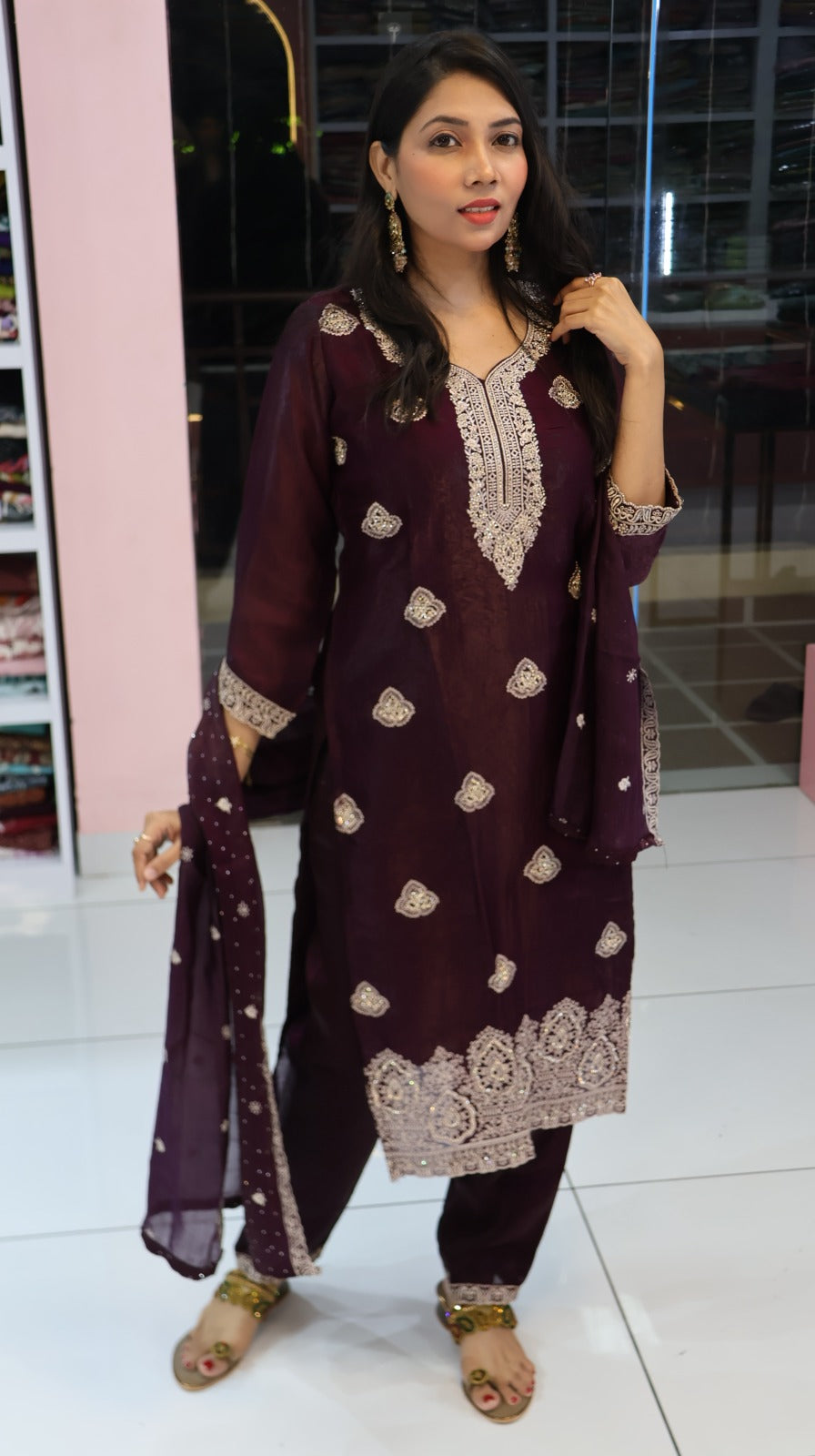 Pure Glass Purple Salwar - YVS358