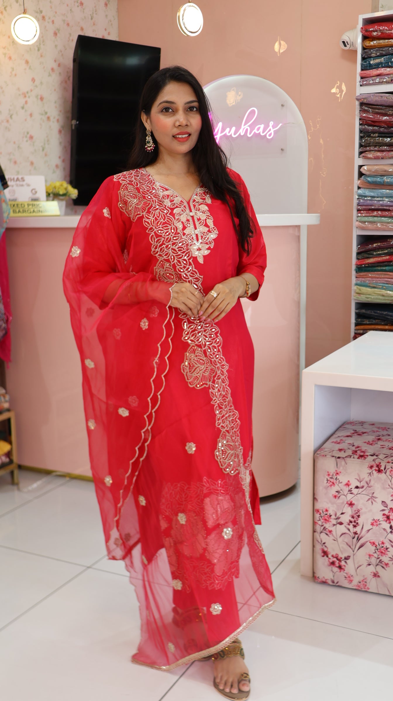 Premium Pure Glass Pink Salwar  - YVS359