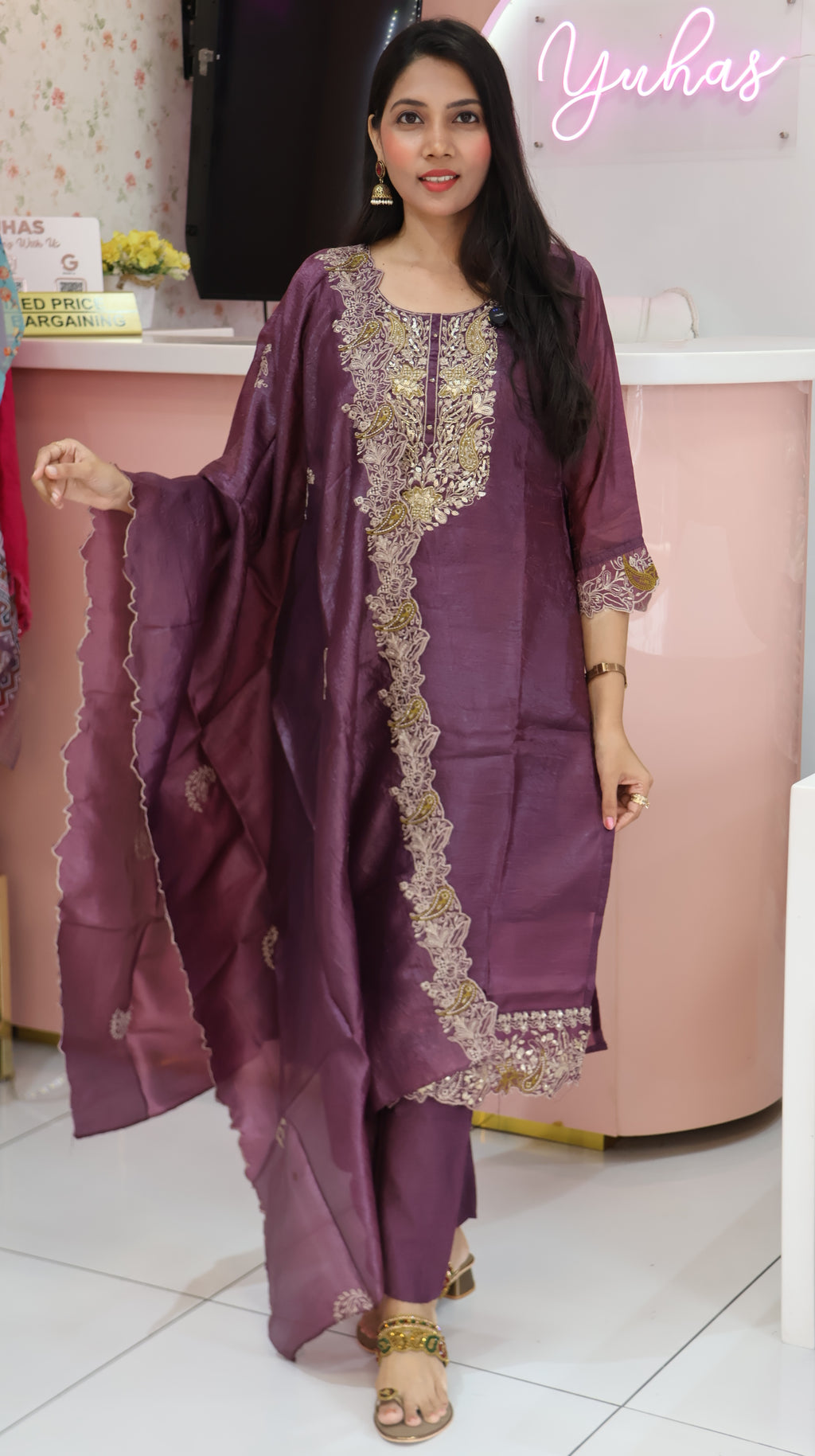 Premium Dusty Mavue Silk salwar -YVS364