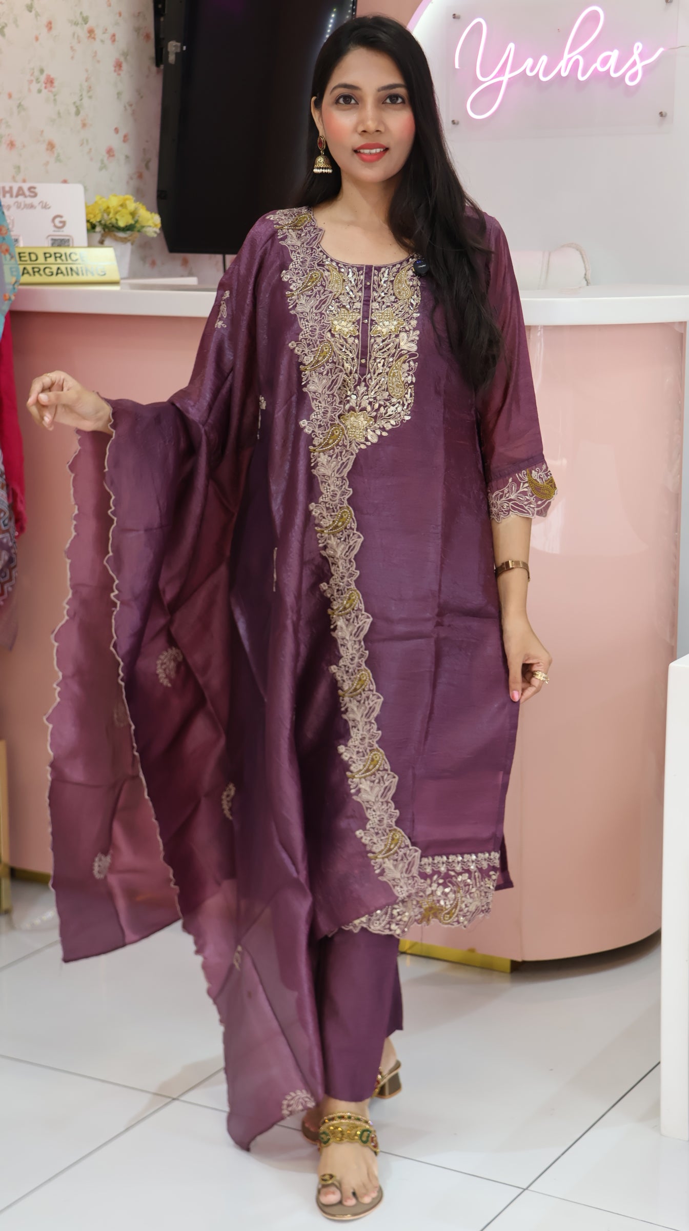 Premium Dusty Mavue Silk salwar -YVS364