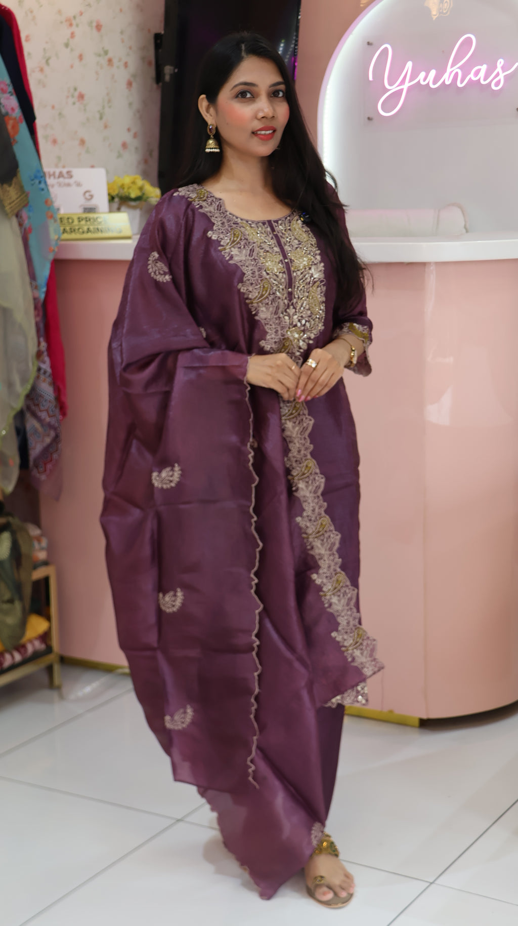 Premium Dusty Mavue Silk salwar -YVS364
