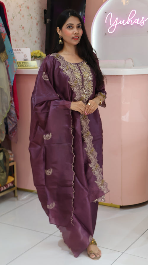 Premium Dusty Mavue Silk salwar -YVS364