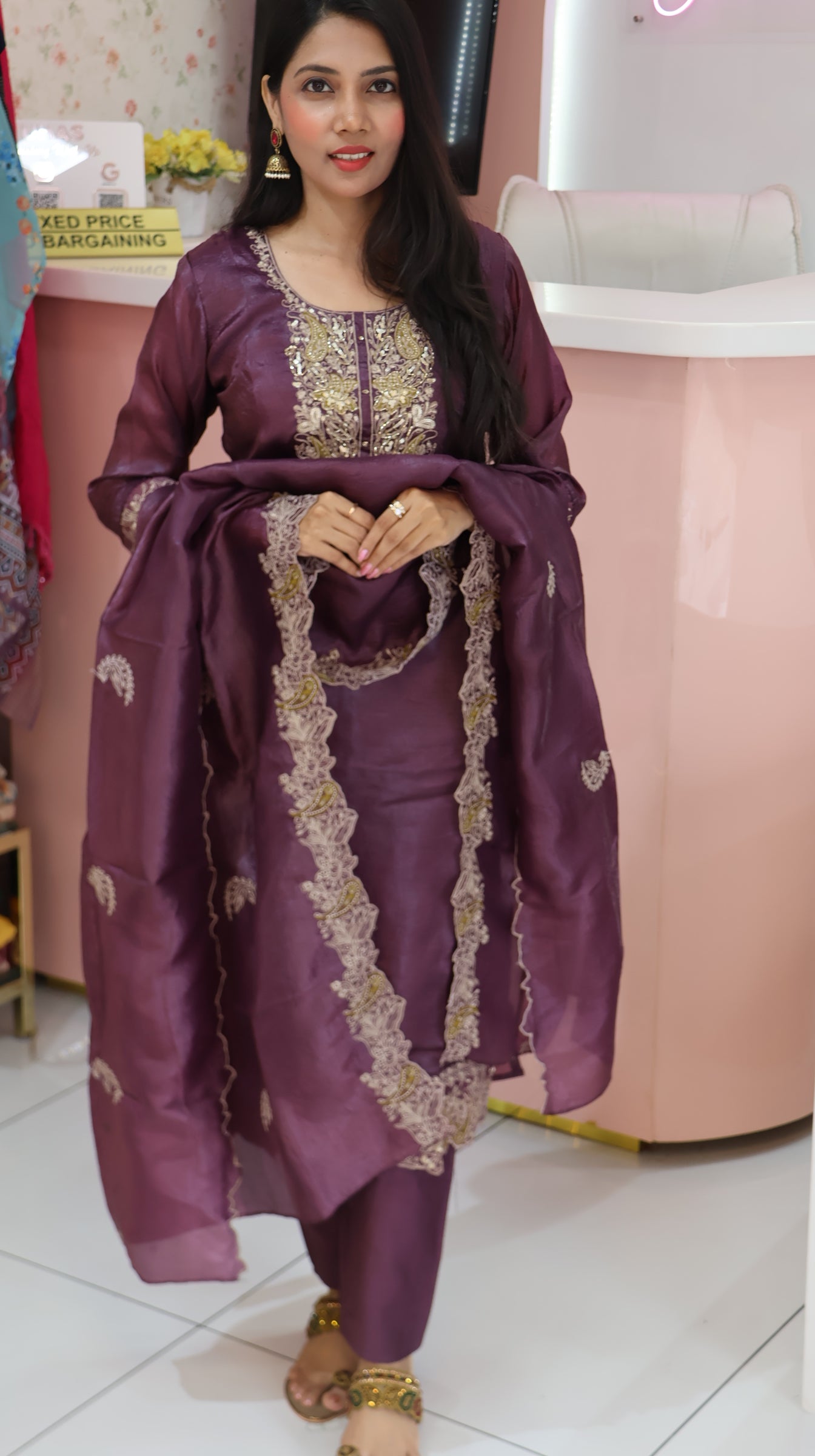 Premium Dusty Mavue Silk salwar -YVS364
