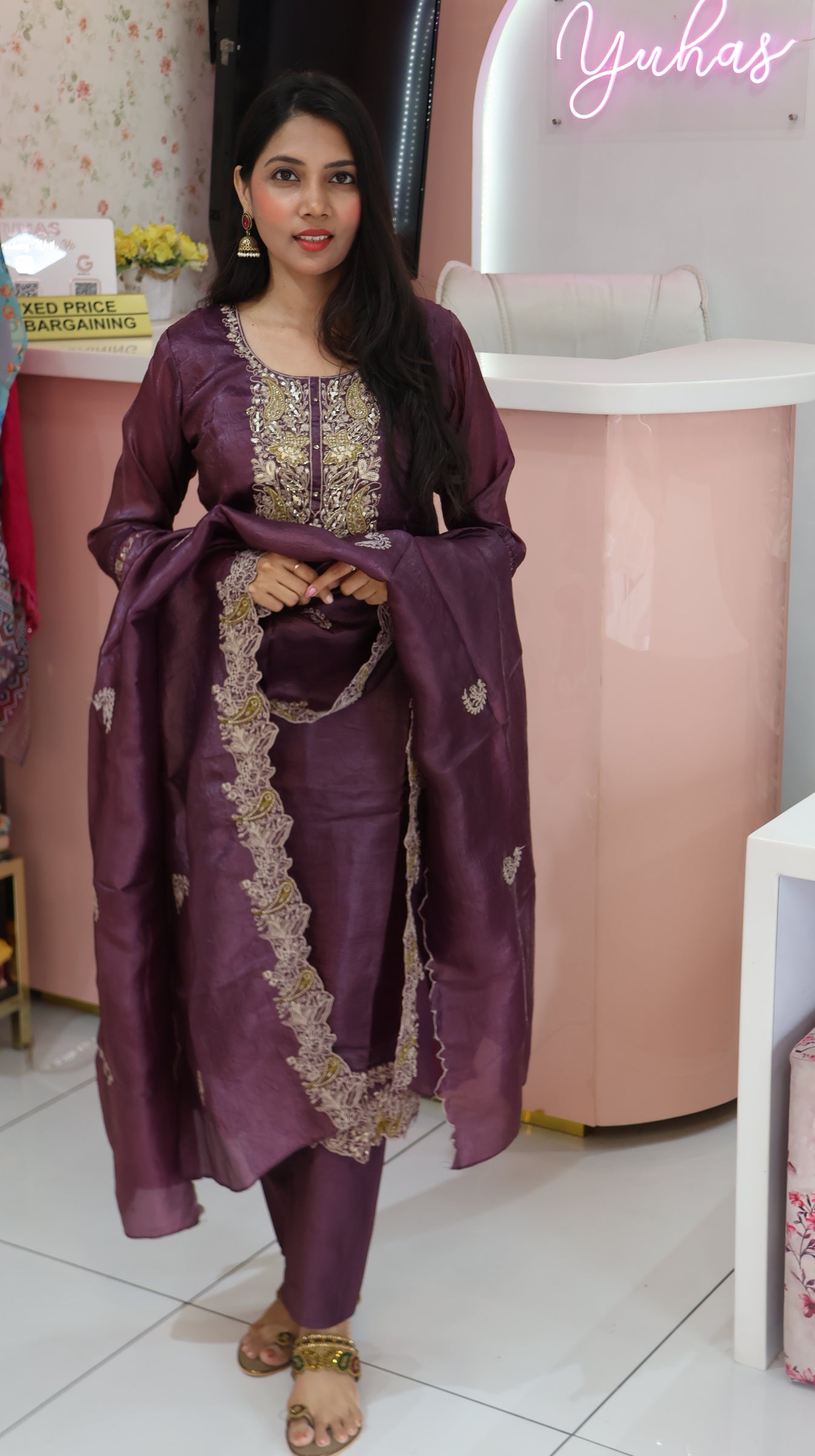 Premium Dusty Mavue Silk salwar -YVS364