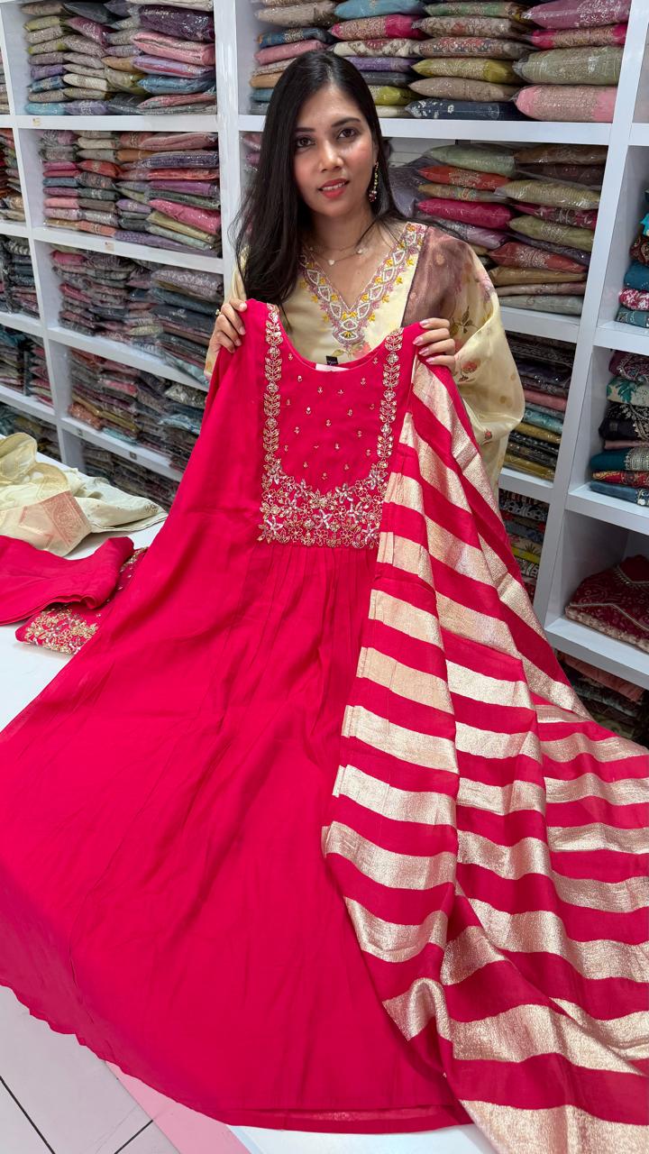 Premium Pink Mul Chanderi Silk Salwar -YVS365