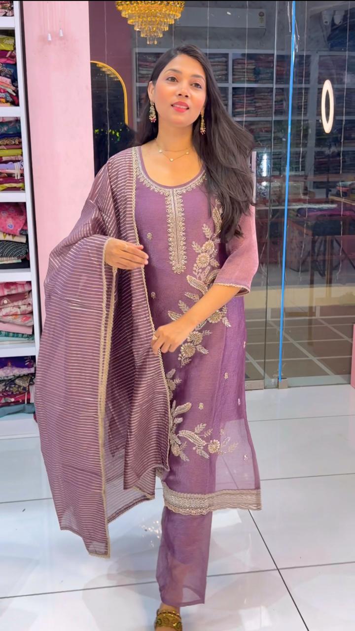 Premium lavender crushed bridal salwar - YVS366