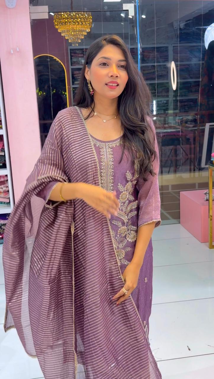 Premium lavender crushed bridal salwar - YVS366