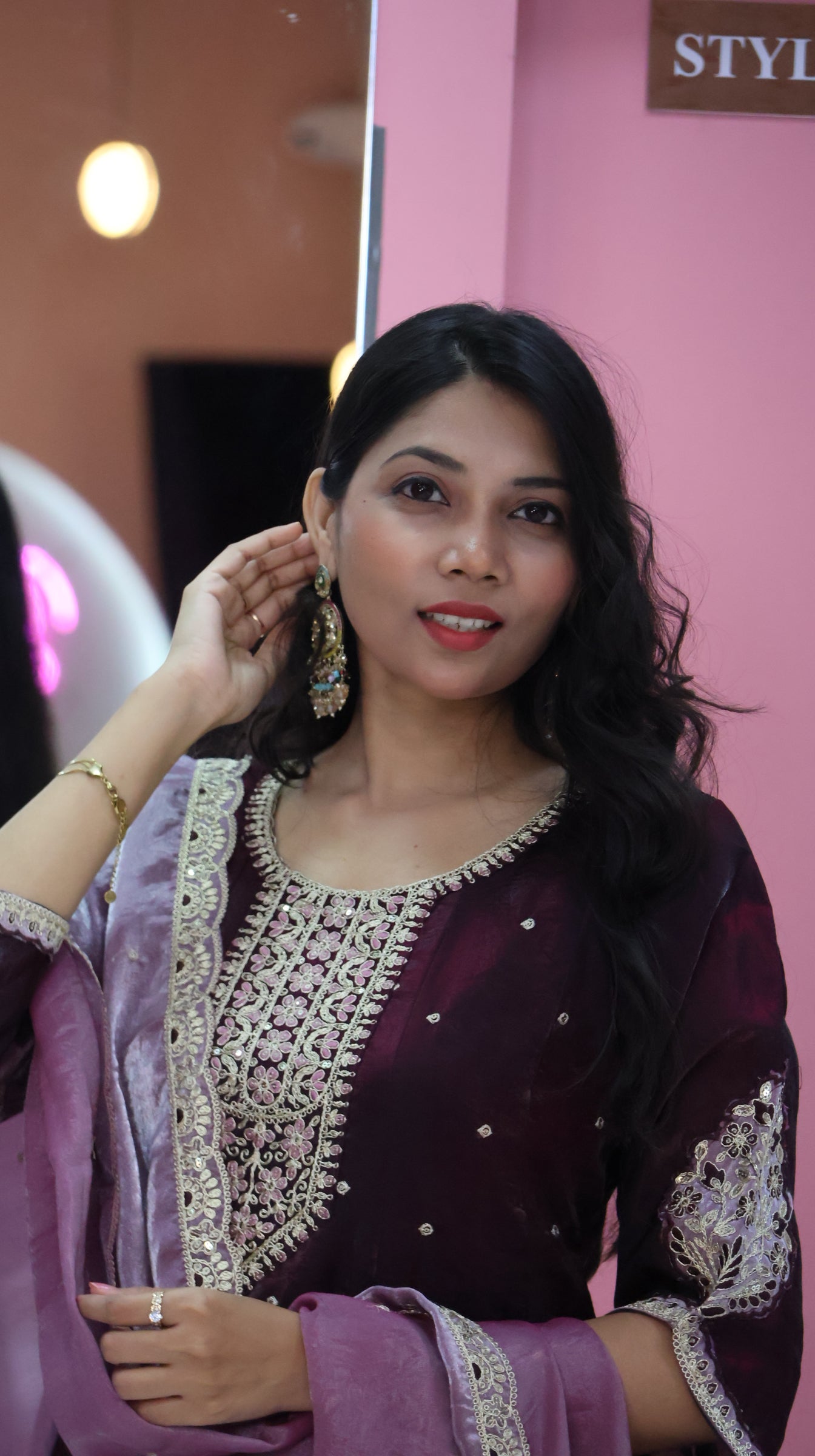 Premium Glass Wine Short Anarkali Suit - YVS372