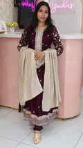 Premium Dark Wine Anarkali Salwar - YVS378