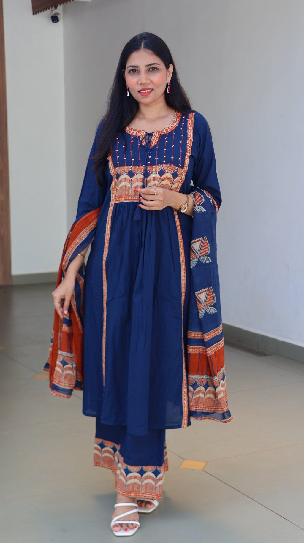 Pure Cotton Salwar Suit In Blue -YVS400