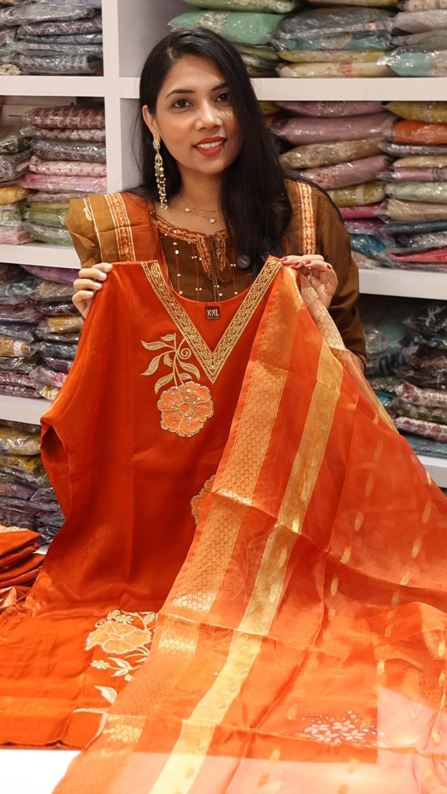 Premium rustic orange glass salwar