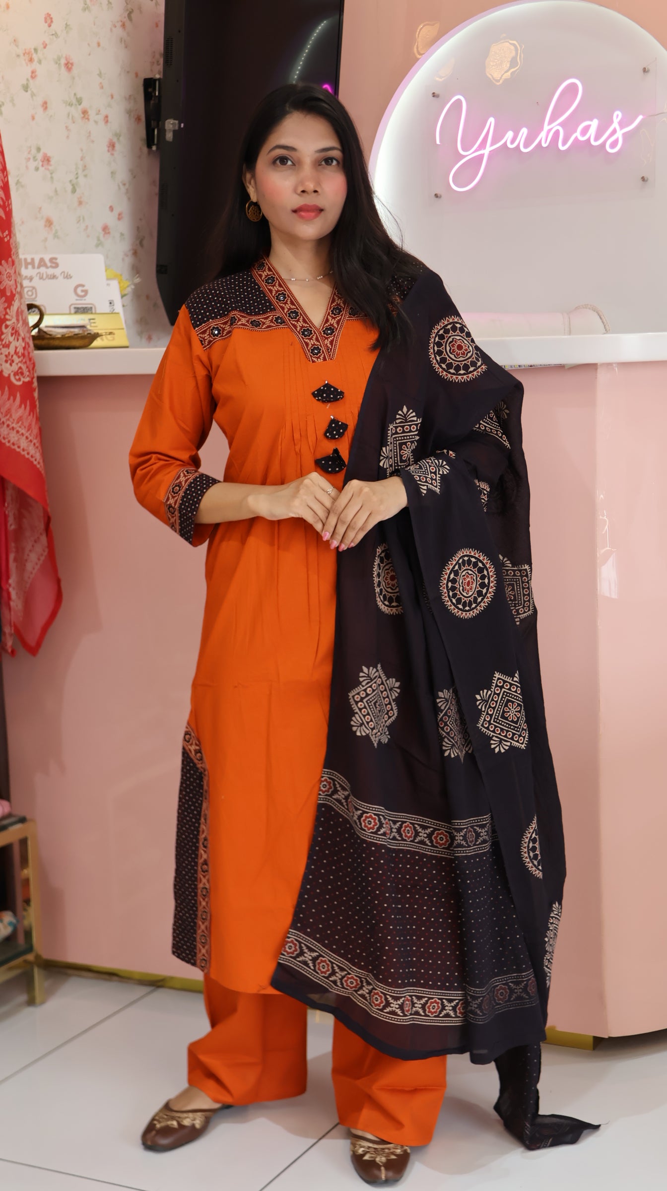 Pure Cotton Aline Orange Salwar - YVS412
