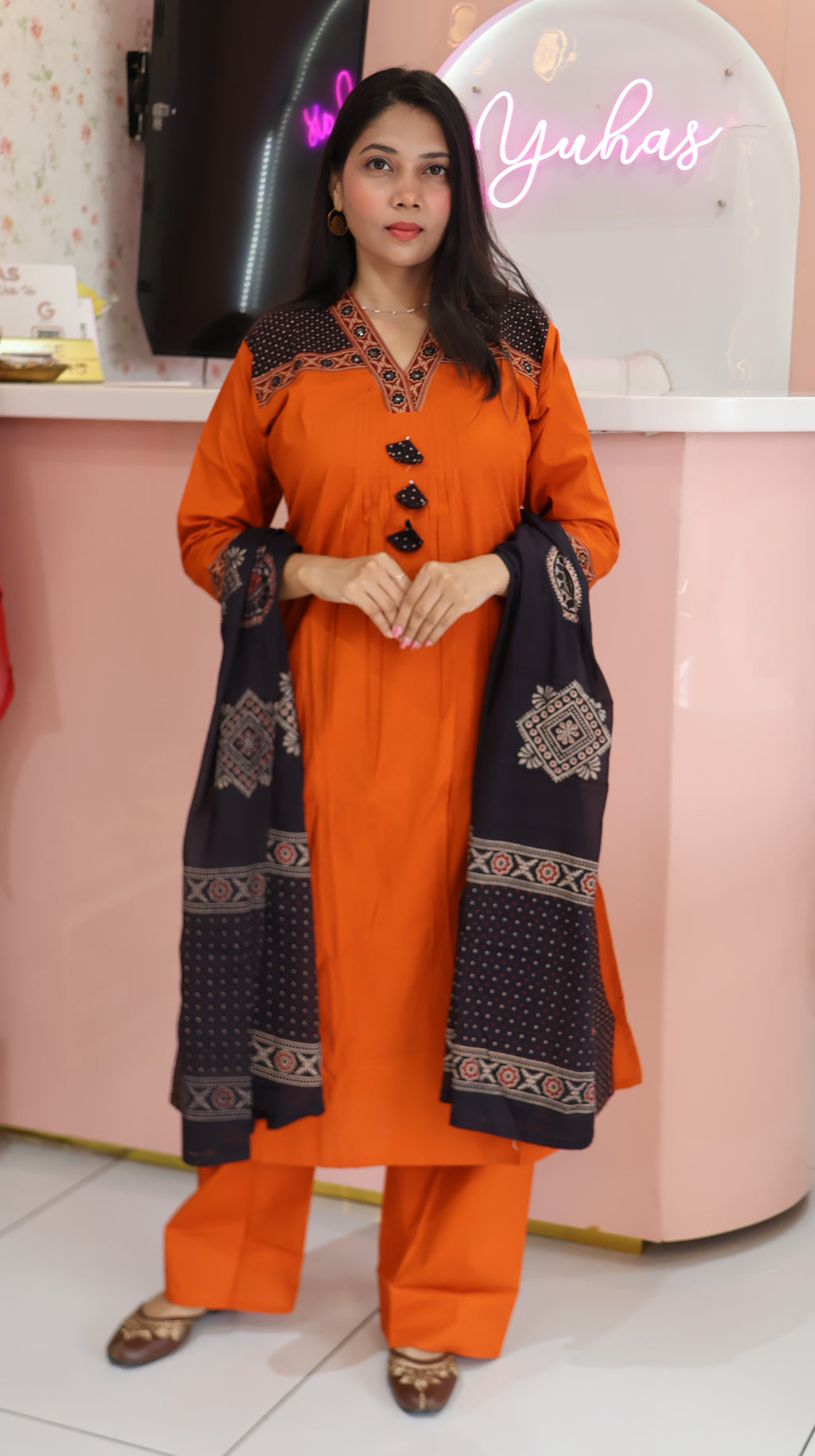 Pure Cotton Aline Orange Salwar - YVS412
