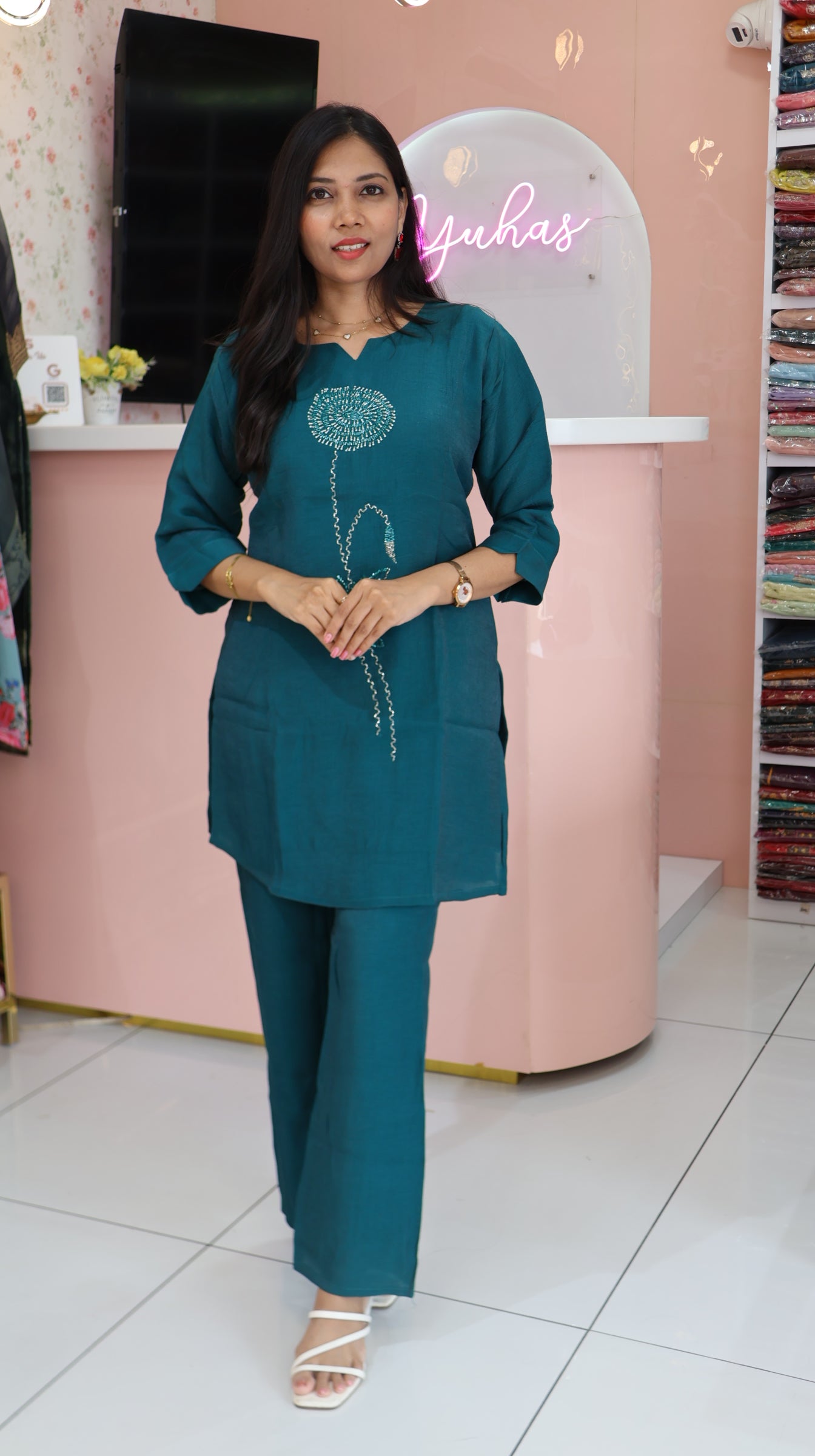 Partywear Coords in Teal Green -YVS413