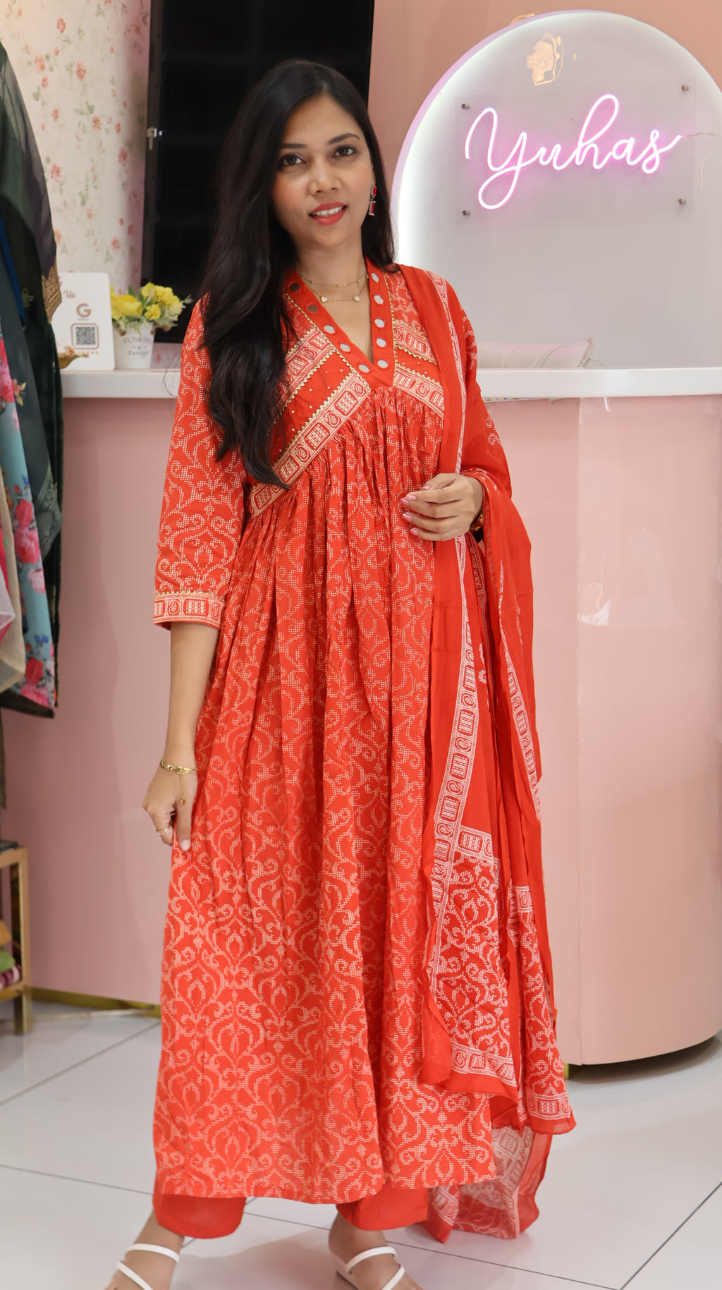 Orange anarkali salwar