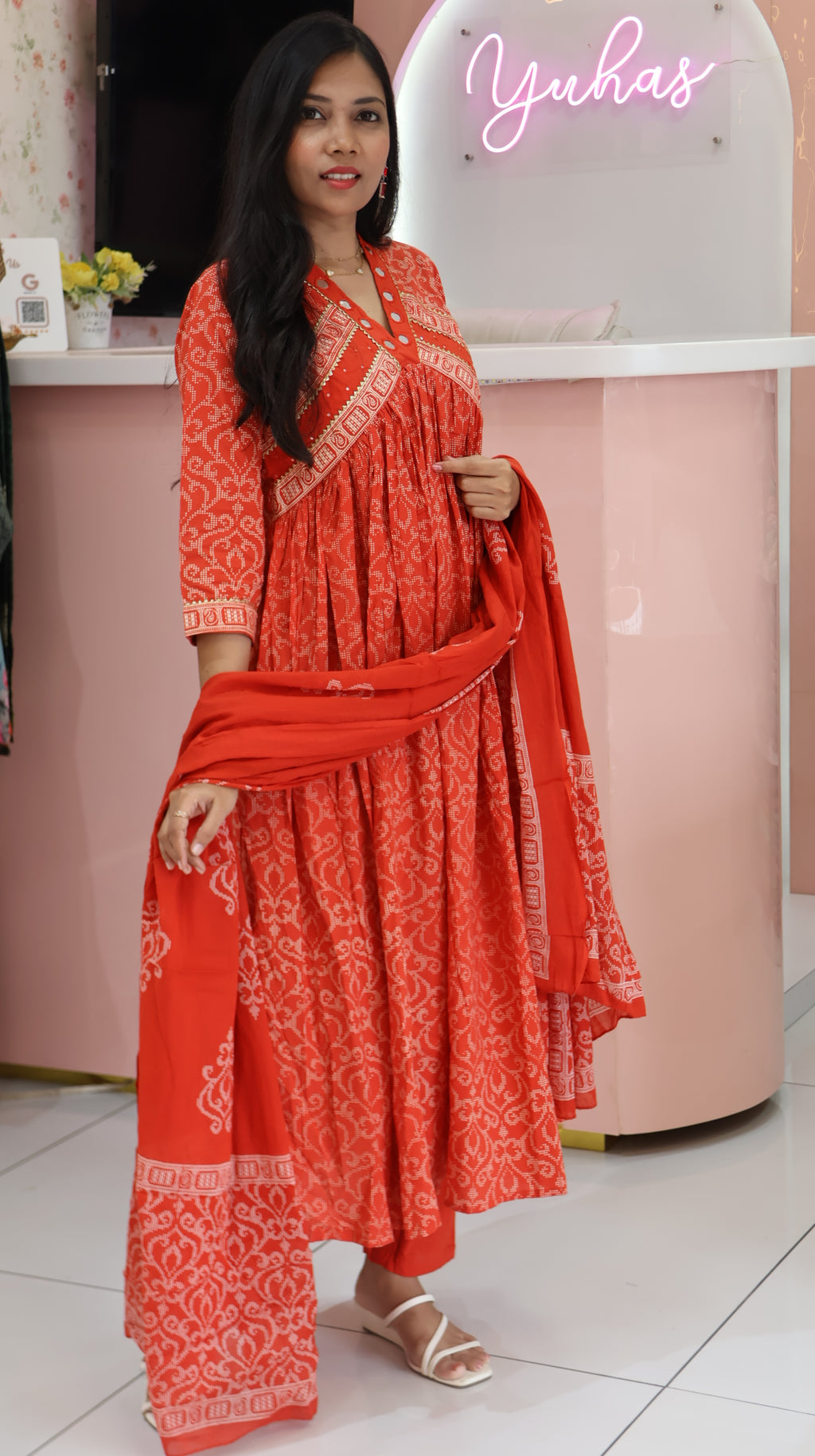 Orange anarkali salwar
