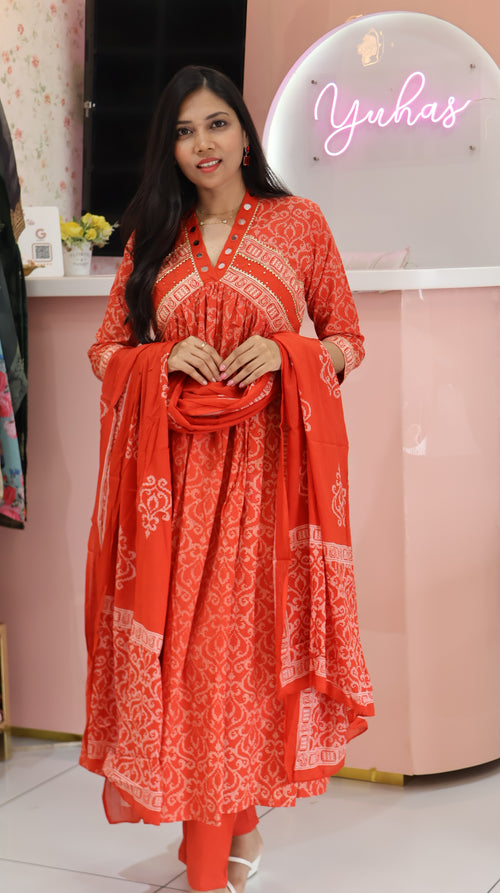 Orange anarkali salwar -yvs424